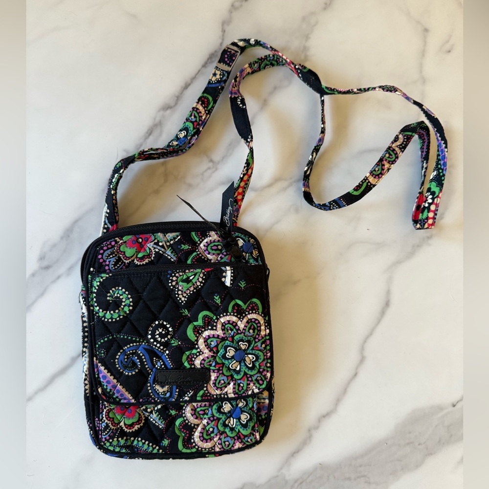Vera Bradly Kiev Floral Mini Hipster Crossbody Bag with Paisley Pattern